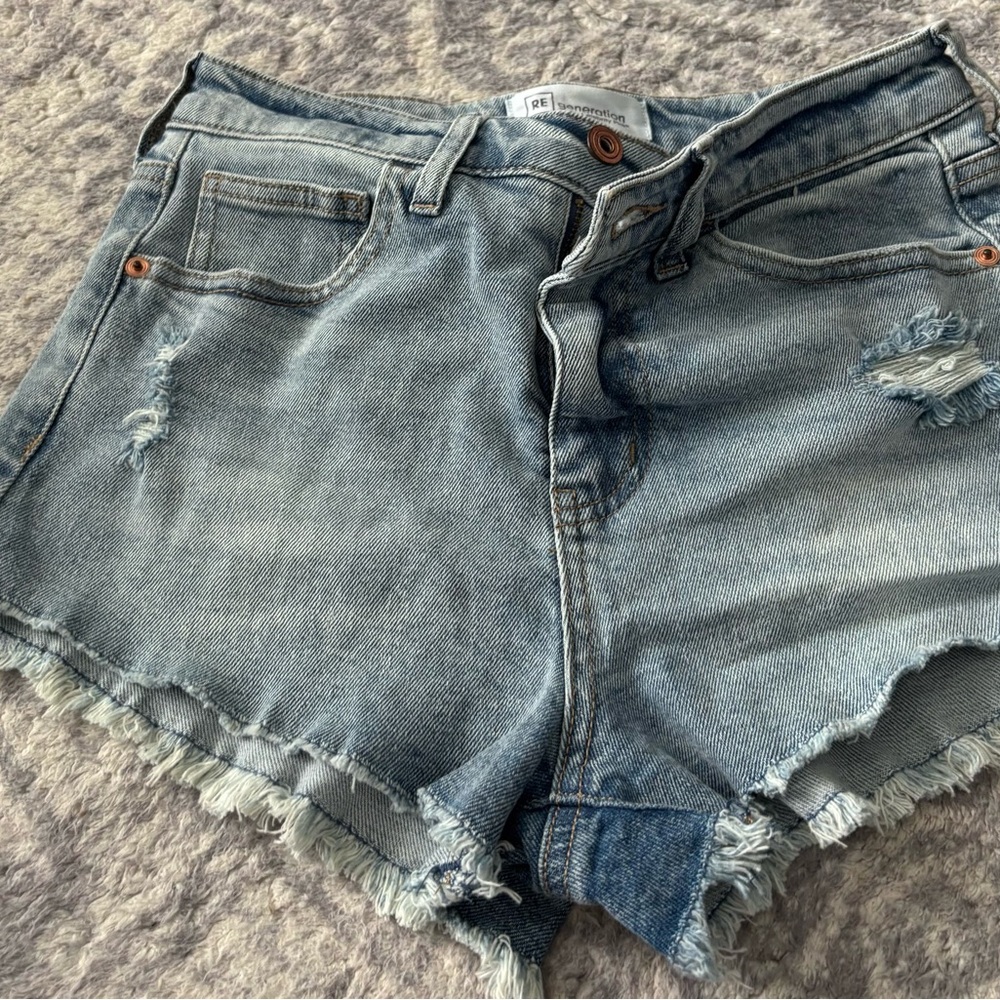RE Generation Light Blue Distressed Jean Shorts size 3